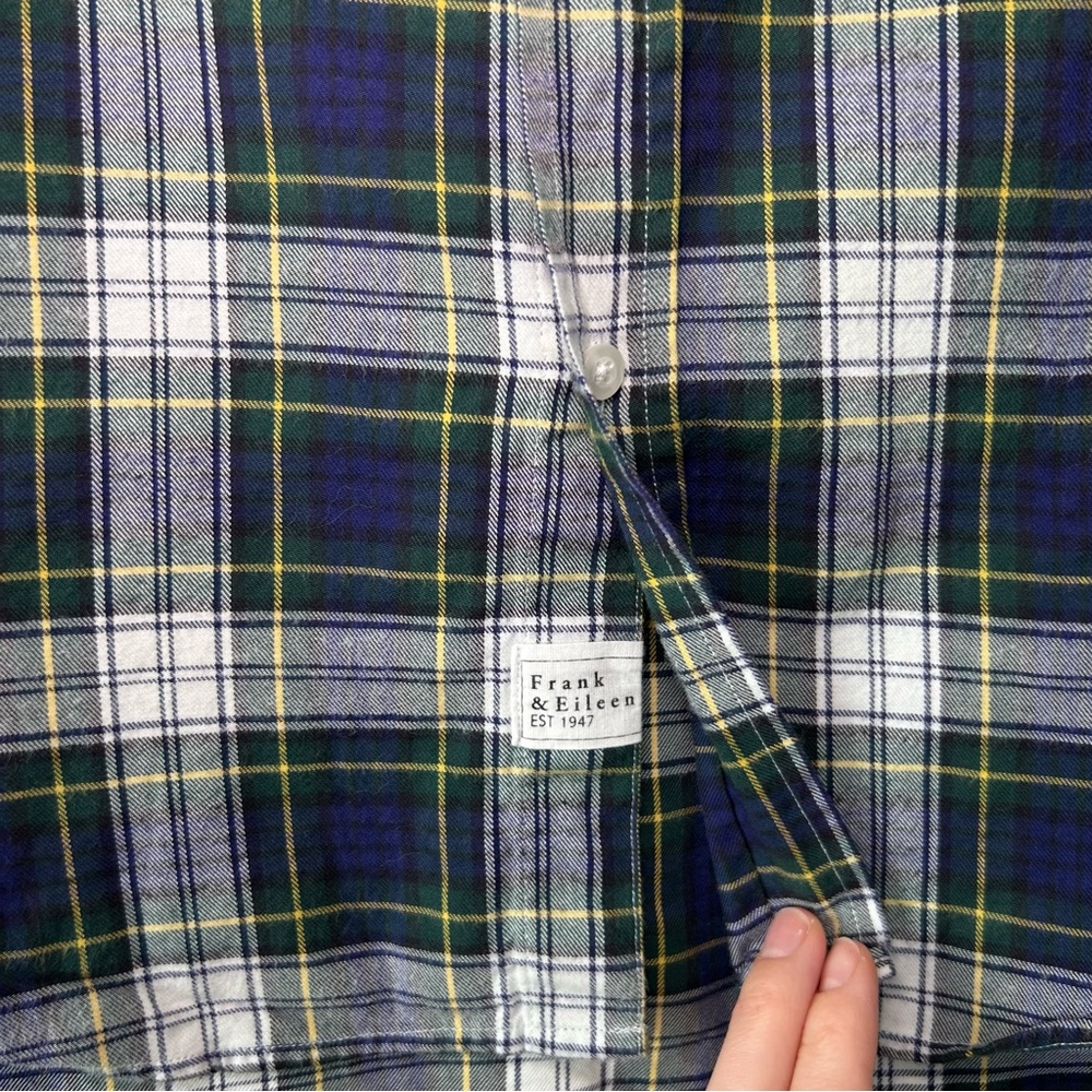 Frank & Eileen Eileen Relaxed Button-Up Shirt Blue/Green Plaid Size XXS - Picture 5 of 8